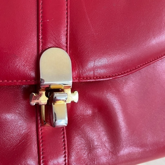 VINTAGE Red Envelope Style Shoulder Bag Clutch Bag Day to Night Business Office - Picture 8 of 16
